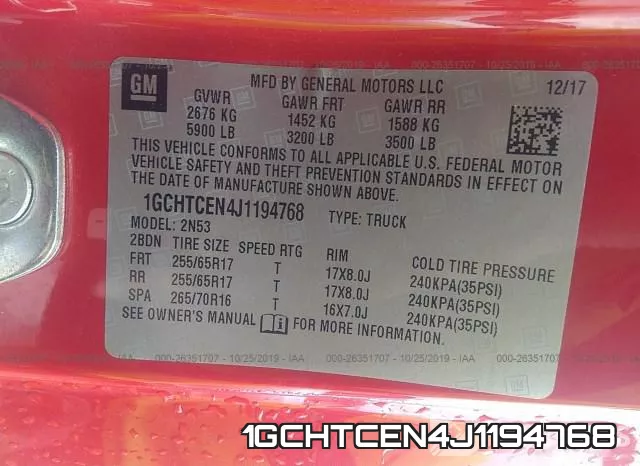 1GCHTCEN4J1194768 фото 10