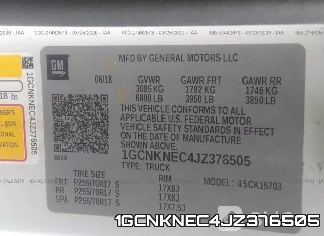 1GCNKNEC4JZ376505 фото 10