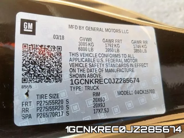 1GCNKREC0JZ285674 фото 2