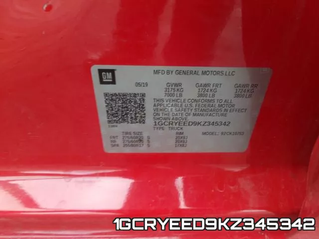 1GCRYEED9KZ345342 фото 2