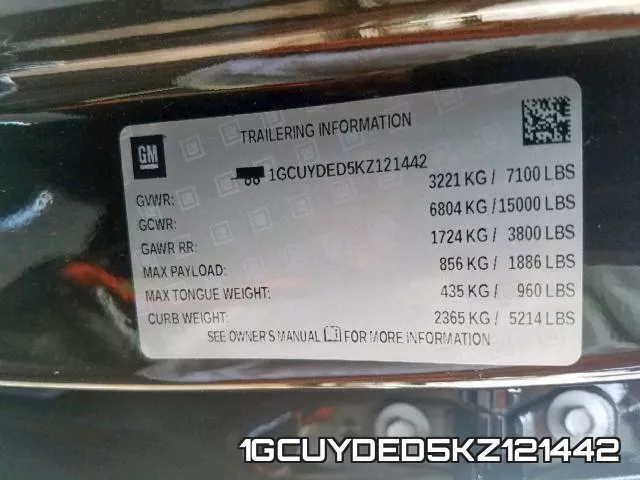 1GCUYDED5KZ121442 фото 2