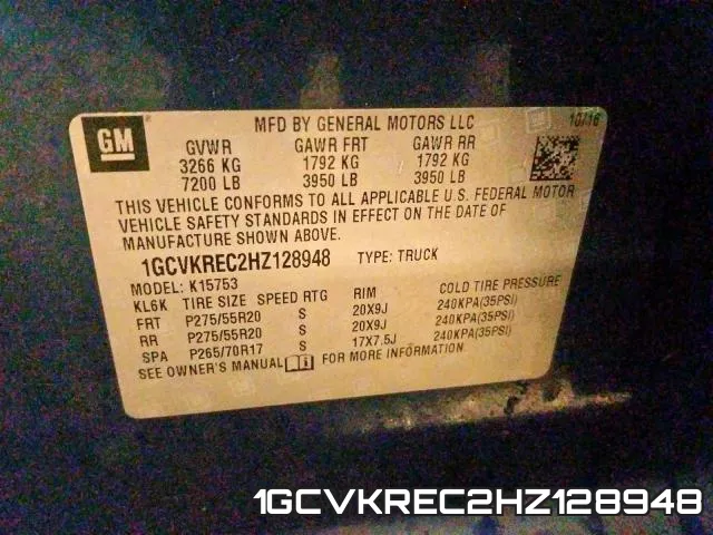 1GCVKREC2HZ128948 фото 2