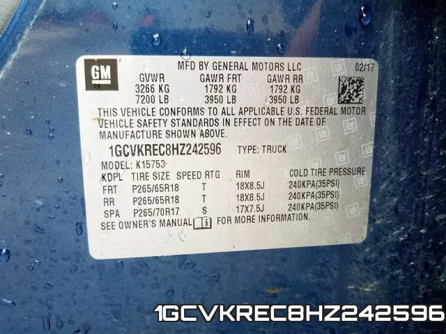 1GCVKREC8HZ242596 фото 2