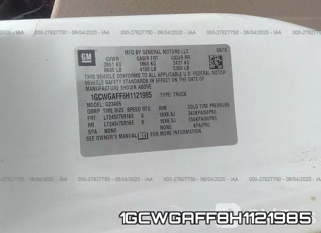 1GCWGAFF8H1121985 фото 8