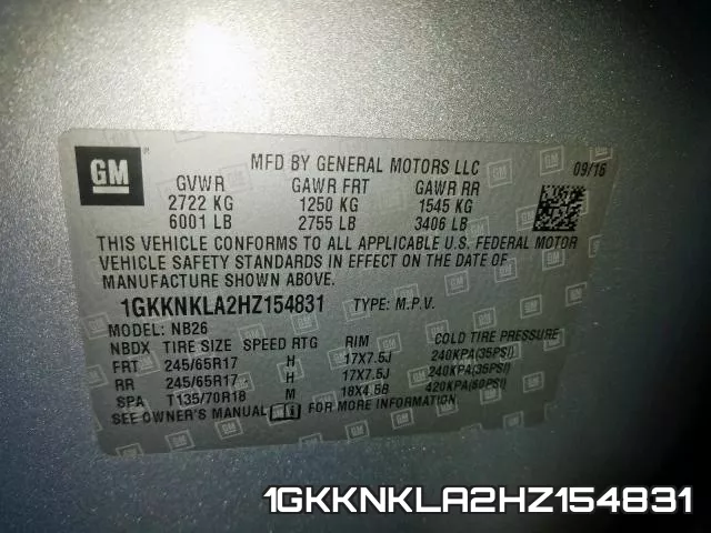 1GKKNKLA2HZ154831 фото 2