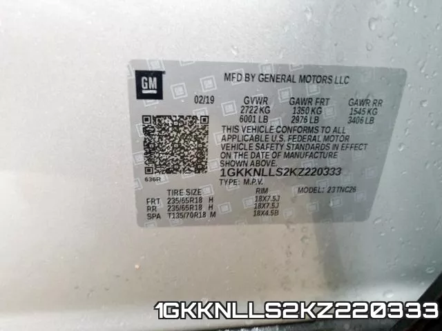 1GKKNLLS2KZ220333 фото 2