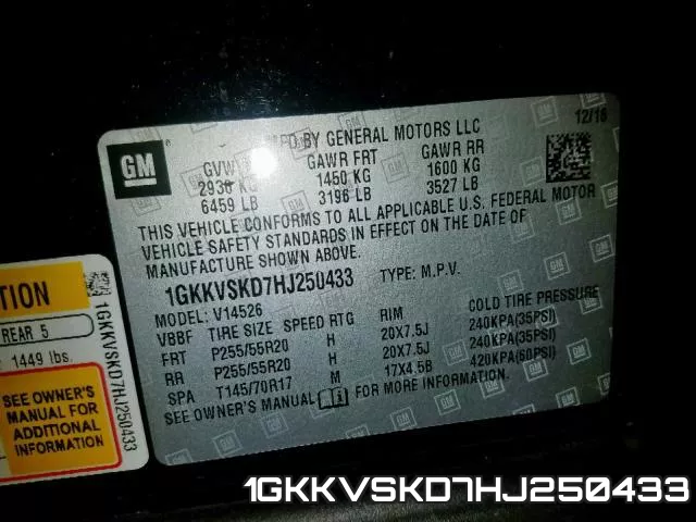 1GKKVSKD7HJ250433 фото 2