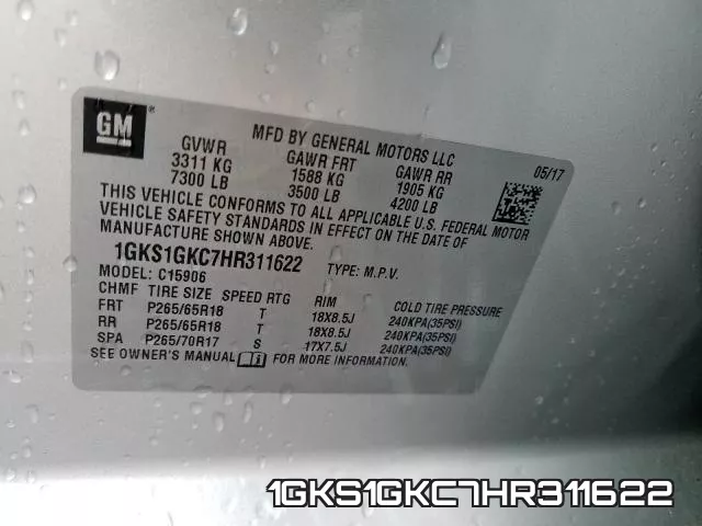 1GKS1GKC7HR311622 фото 2