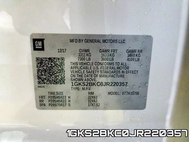 1GKS2BKC0JR220357 фото 2