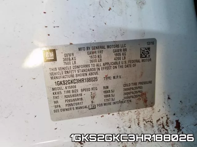 1GKS2GKC3HR188026 фото 2