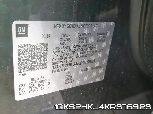 1GKS2HKJ4KR376923 фото 2