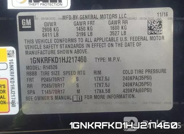 1GNKRFKD1HJ217460 фото 10