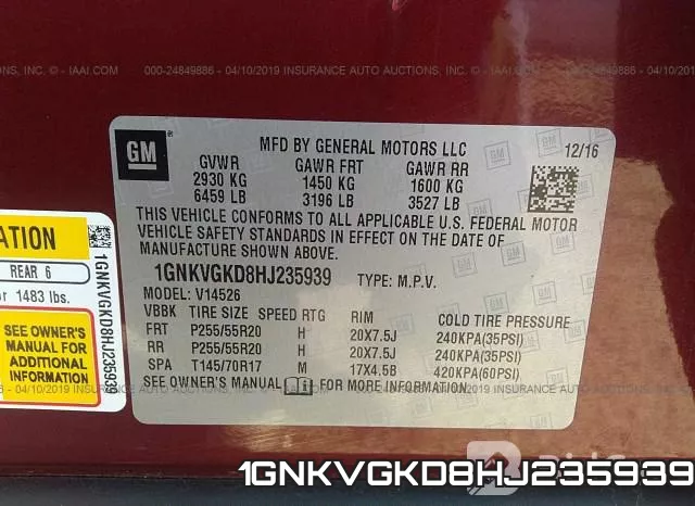 1GNKVGKD8HJ235939 фото 10
