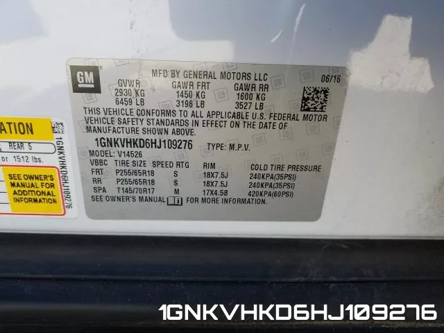 1GNKVHKD6HJ109276 фото 2