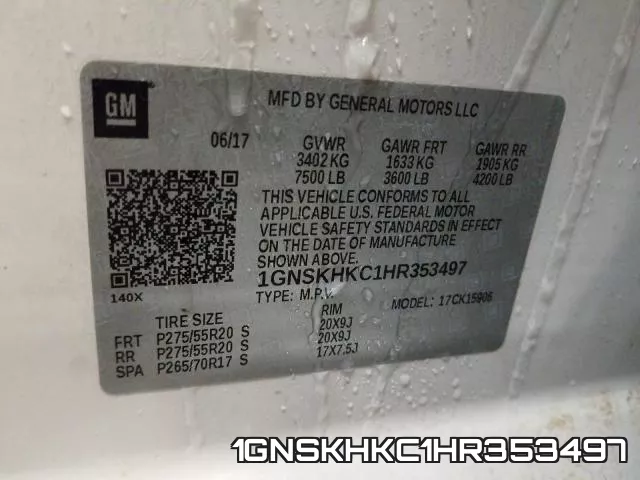 1GNSKHKC1HR353497 фото 2