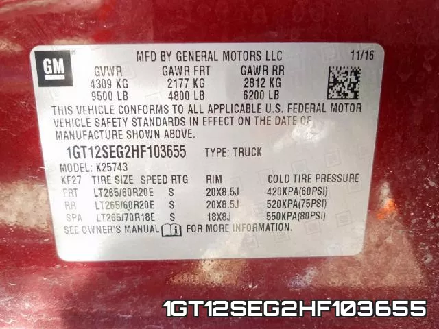 1GT12SEG2HF103655 фото 2