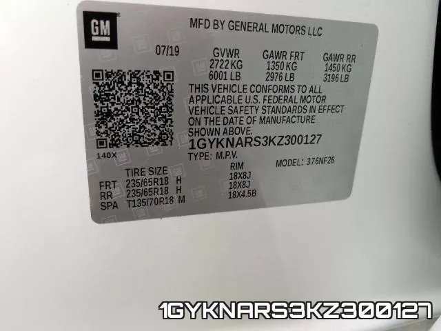1GYKNARS3KZ300127 фото 2