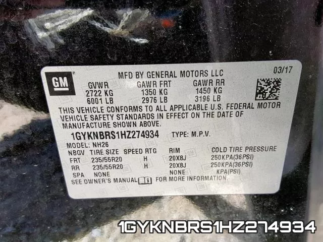 1GYKNBRS1HZ274934 фото 2