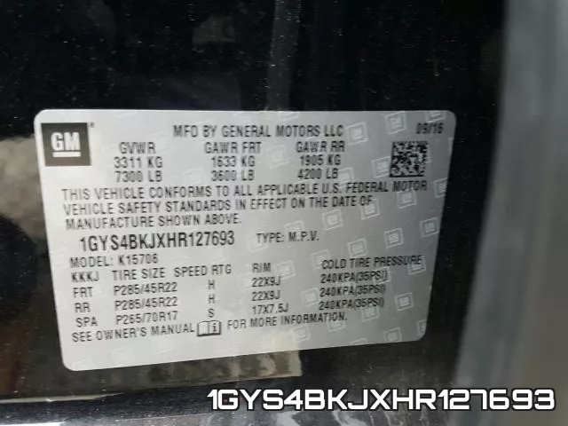 1GYS4BKJXHR127693 фото 2