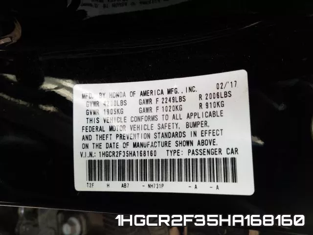 1HGCR2F35HA168160 фото 2