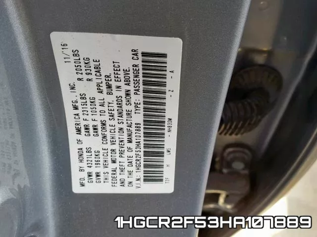 1HGCR2F53HA107889 фото 2