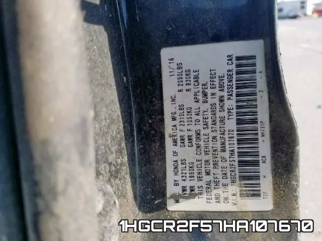 1HGCR2F57HA107670 фото 2