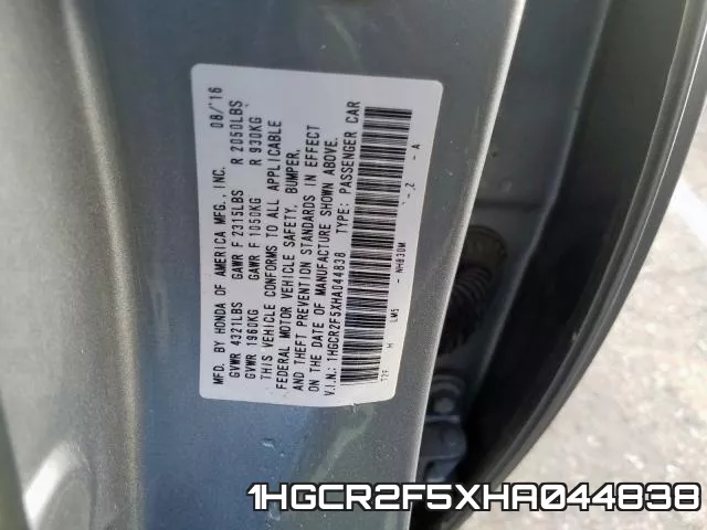 1HGCR2F5XHA044838 фото 2