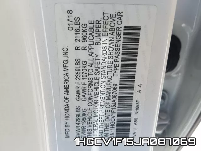 1HGCV1F15JA087069 фото 2