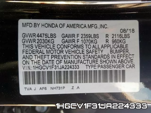 1HGCV1F31JA224333 фото 2