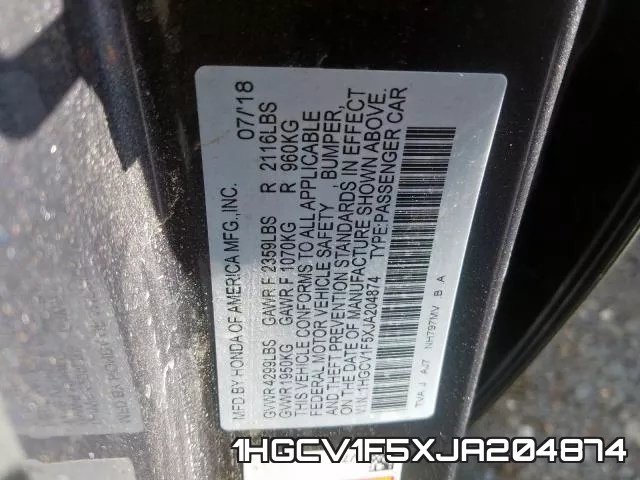 1HGCV1F5XJA204874 фото 2