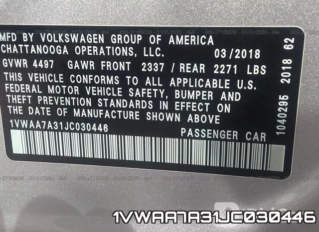 1VWAA7A31JC030446 фото 10
