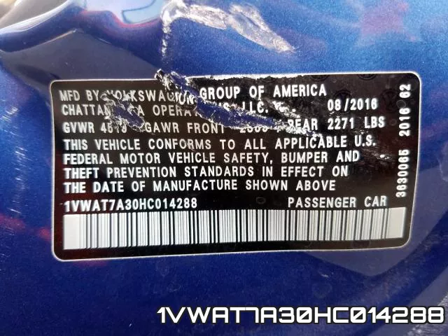 1VWAT7A30HC014288 фото 2