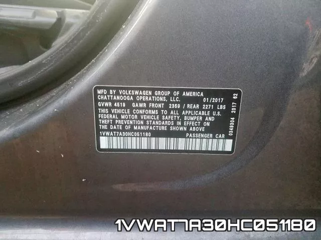 1VWAT7A30HC051180 фото 2