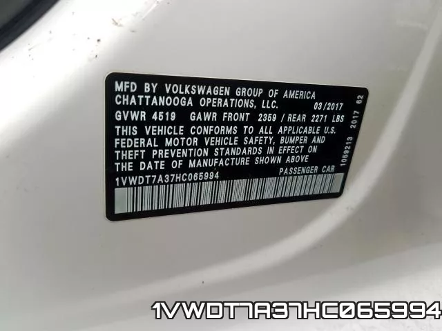 1VWDT7A37HC065994 фото 2