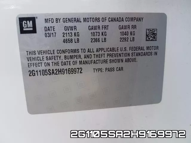 2G1105SA2H9169972 фото 2
