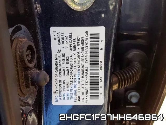 2HGFC1F37HH646864 фото 2