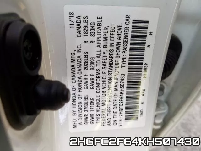 2HGFC2F64KH507430 фото 2