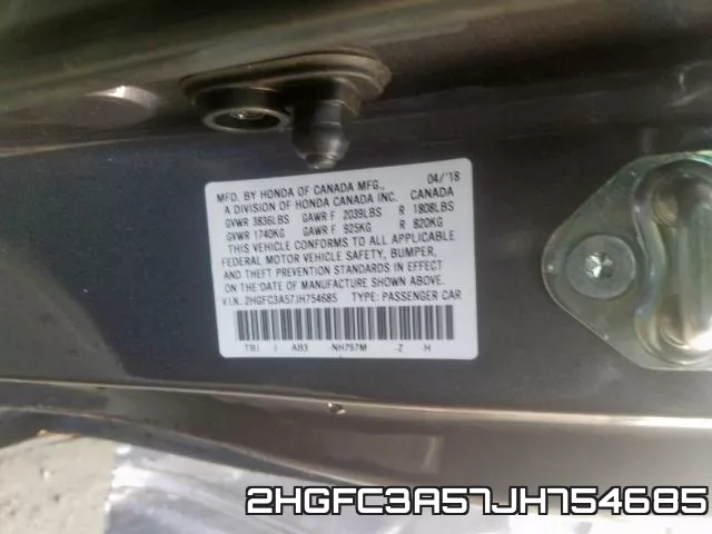 2HGFC3A57JH754685 фото 2
