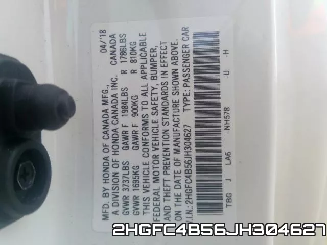 2HGFC4B56JH304627 фото 2