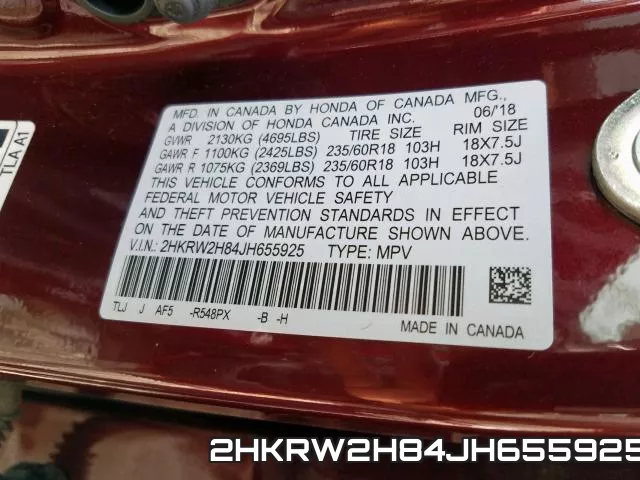 2HKRW2H84JH655925 фото 2