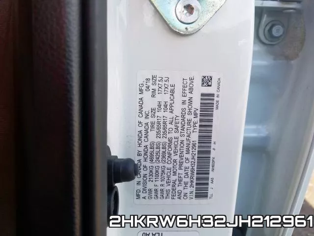 2HKRW6H32JH212961 фото 2