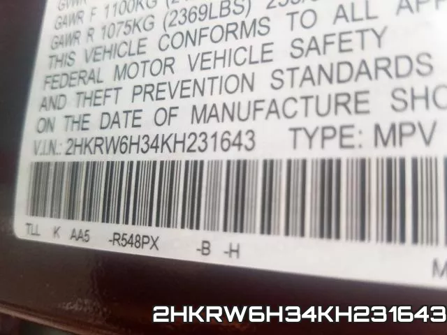 2HKRW6H34KH231643 фото 2