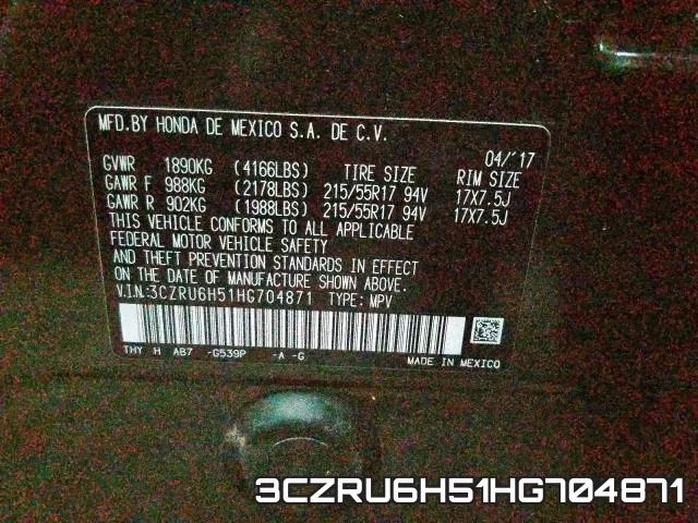 3CZRU6H51HG704871 фото 2