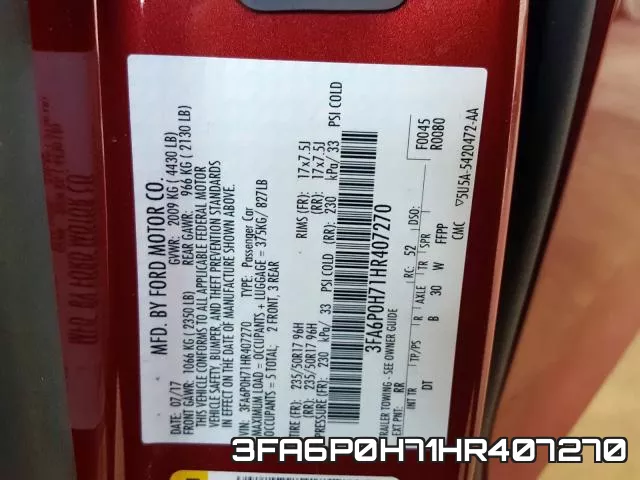 3FA6P0H71HR407270 фото 2