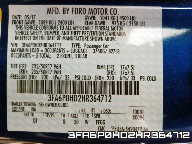3FA6P0HD2HR364712 фото 2