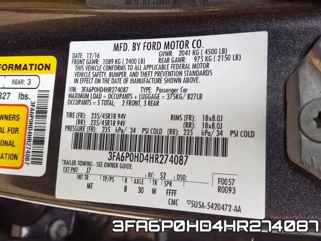 3FA6P0HD4HR274087 фото 2