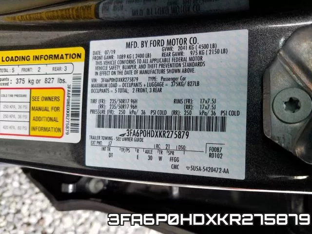 3FA6P0HDXKR275879 фото 2