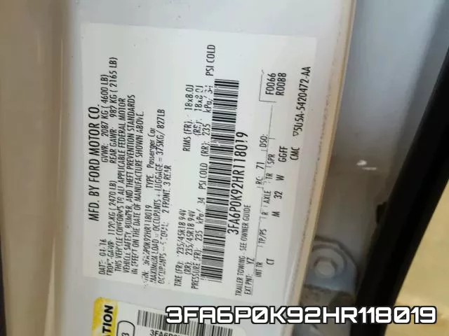 3FA6P0K92HR118019 фото 2