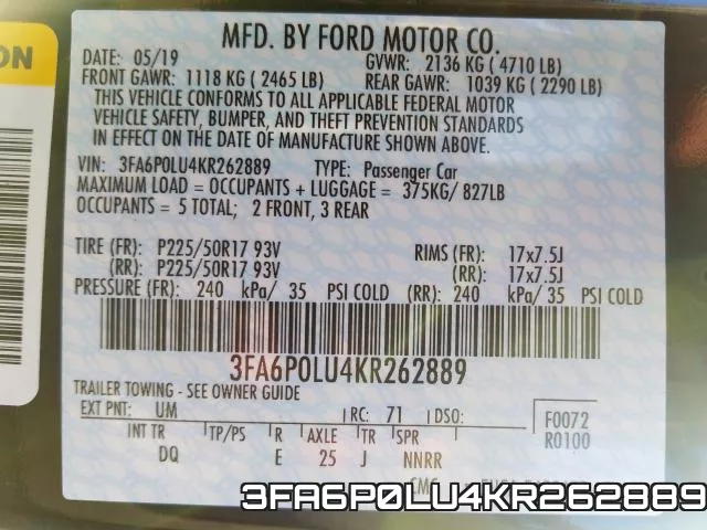 3FA6P0LU4KR262889 фото 2