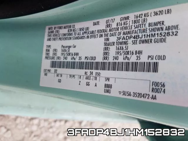 3FADP4BJ1HM152832 фото 2